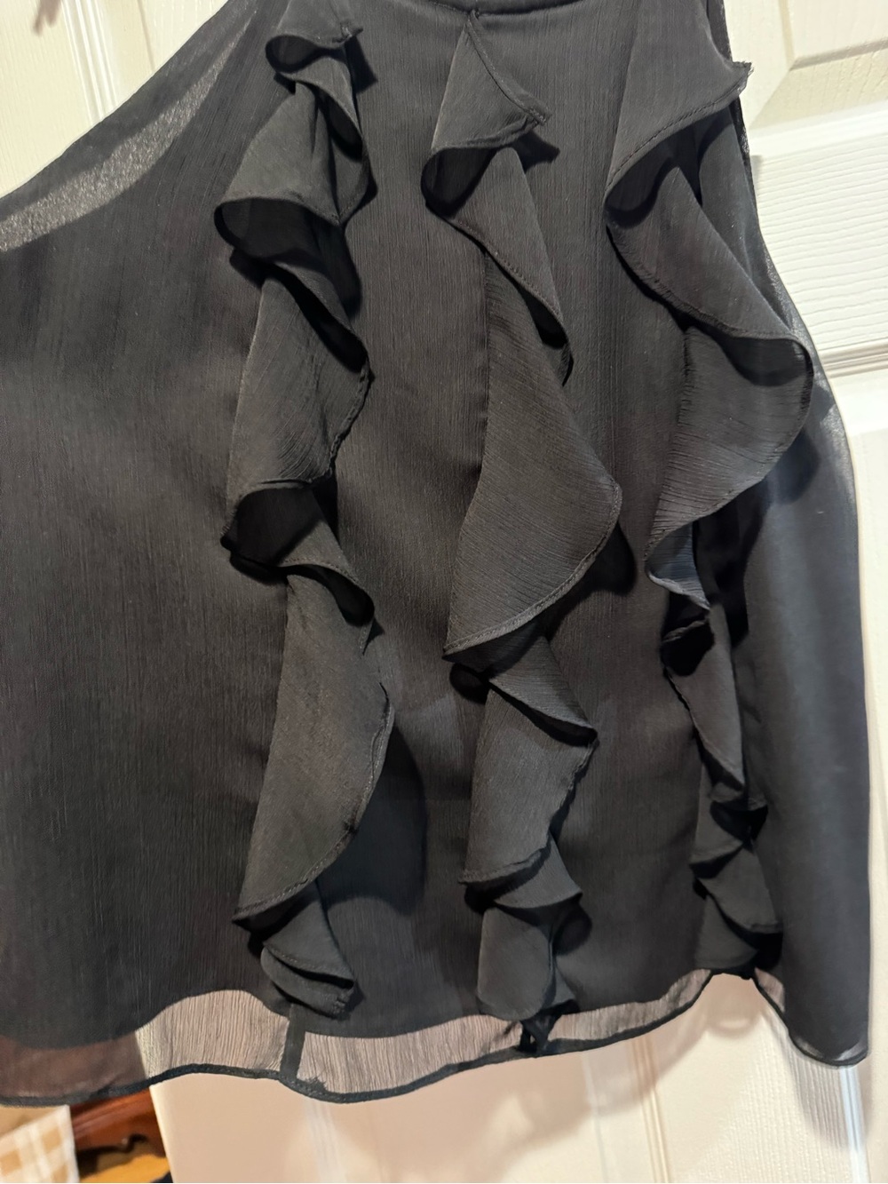 1. STATE Black Ruffle Halter Shell - Picture 3 of 4